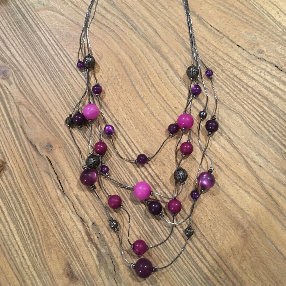 Purple Multi-Stran Bead Necklace